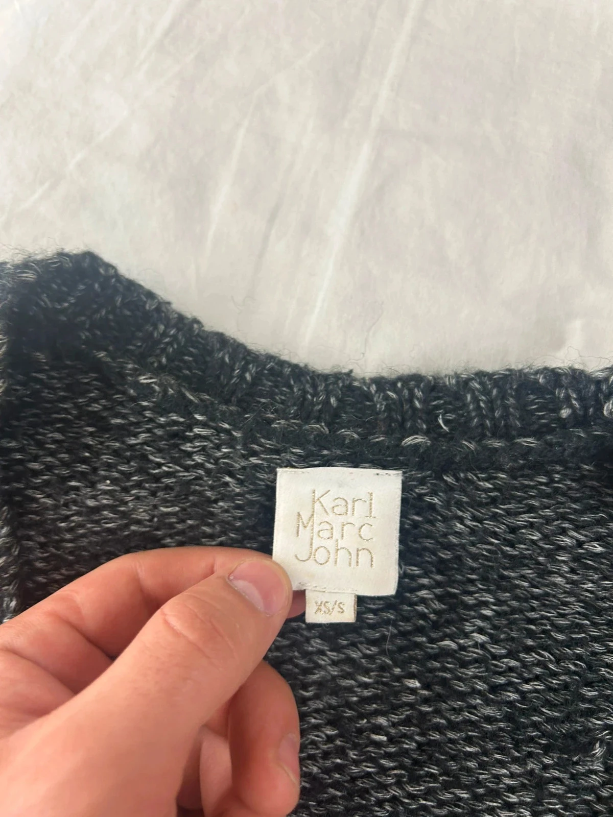 Sweat pull cardigan en laine et acrylique noir gris karl marc john – photo 8